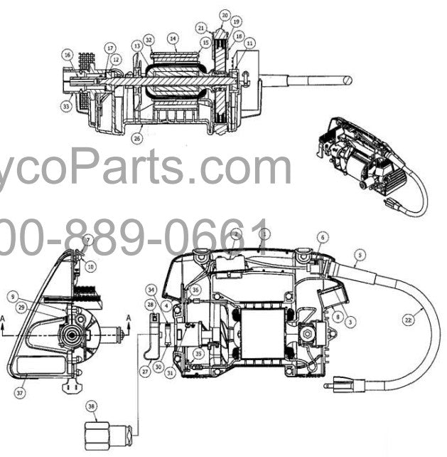 994 Double Insulated W994D1 Concrete Vibrator Motor Parts By Wyco