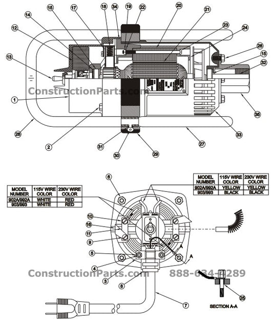 902A -115V Concrete Vibrator Motor Parts By Wyco