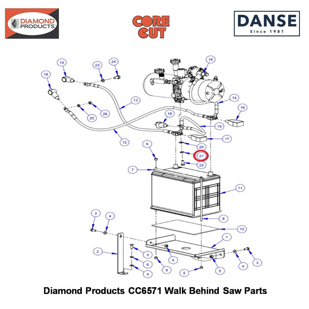 3/8" Flat Washer Sae Zinc (13/16"OD) 2900014 Fits Core Cut CC6571 Walk Behind Saw By Diamond Products