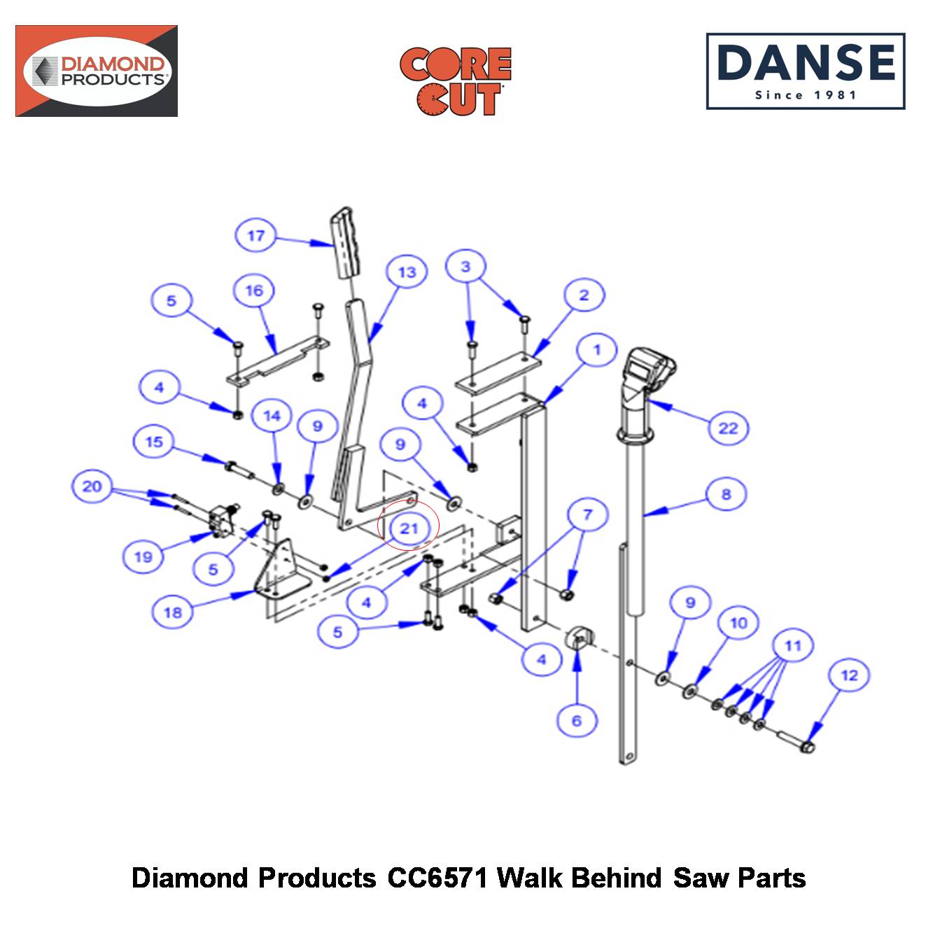 #6-32 Locknut, Nylon 2901325 Fits Core Cut CC6571 Walk Behind Saw By Diamond Products