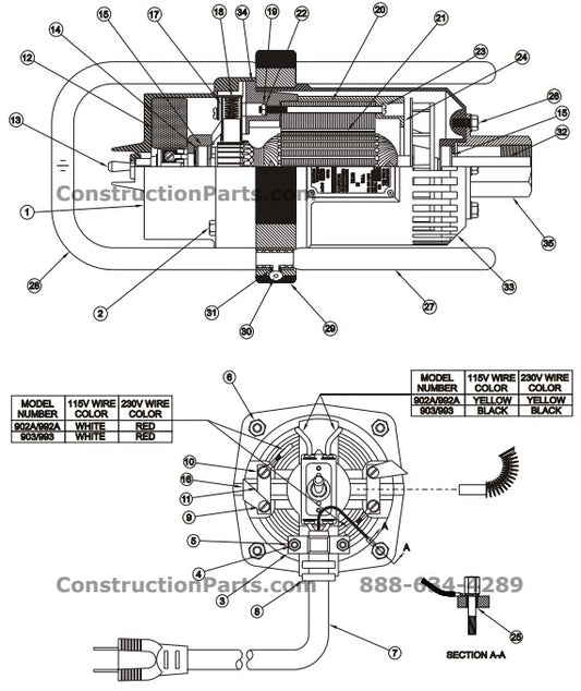 902A -230V Concrete Vibrator Motor Parts By Wyco