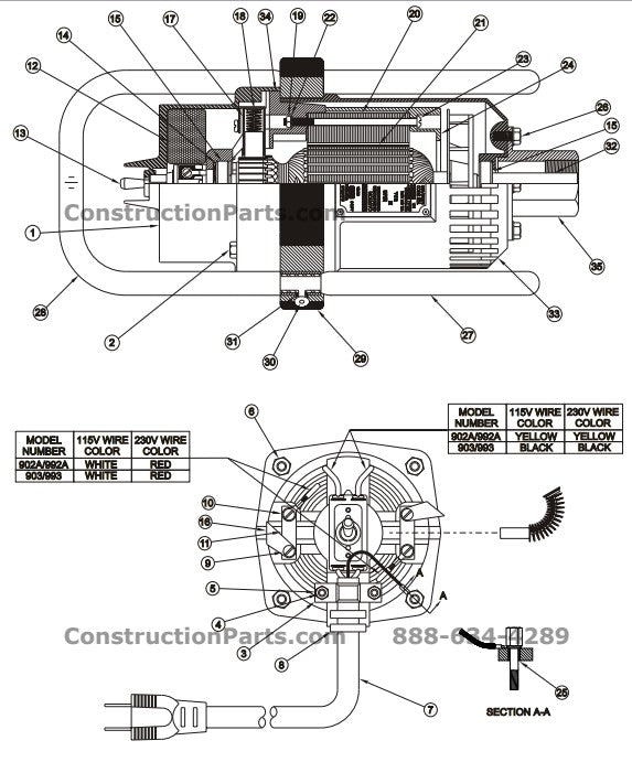 903 -115V Concrete Vibrator Motor Parts By Wyco