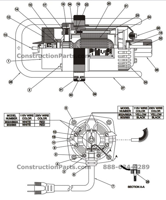 903 -115V Concrete Vibrator Motor Parts By Wyco