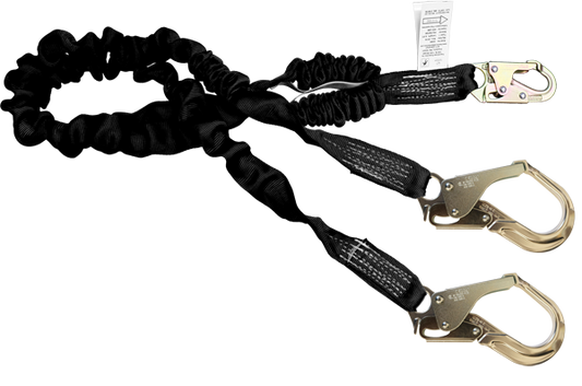 22424AS-135A Stratos Dual-Leg Shock Absorbing Lanyard with Rebar Hooks Black by FrenchCreek Production