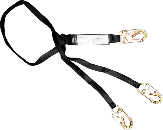 22440A Stratos 6' Dual Leg Shock Absorbing webbing lanyard Black by FrenchCreek Production