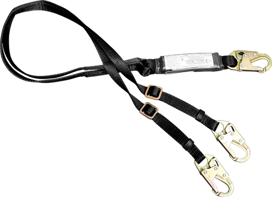22440AB Stratos 6' Dual Leg Adjustable Length Energy Absorbing webbing lanyard Black by FrenchCreek Production