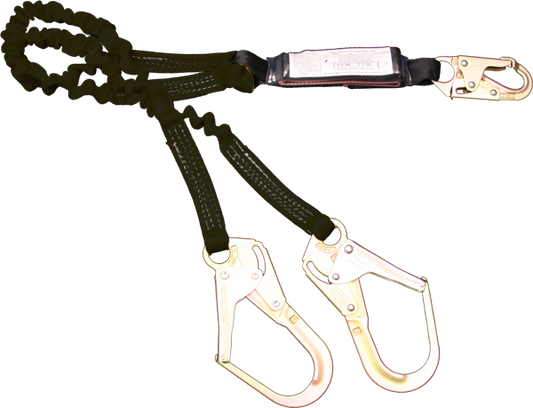 22444ASZ Stratos 6' Dual-leg Elastic Shock Absorbing web lanyard Black by FrenchCreek Production