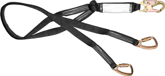 22446AW 6' Dual leg tie-back shock absorbing lanyard  Black by FrenchCreek Production
