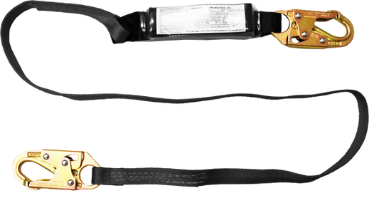 22450A Stratos 6' Shock Absorbing webbing lanyard Black by FrenchCreek Production