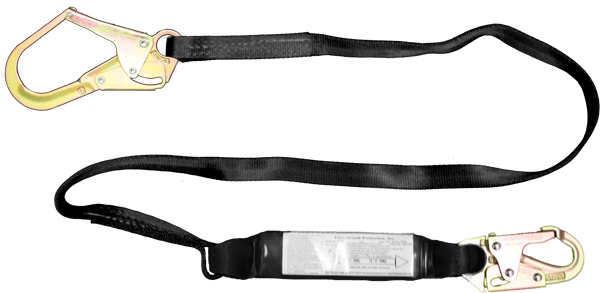 22454A Stratos 6' Shock Absorbing webbing lanyard Black by FrenchCreek Production
