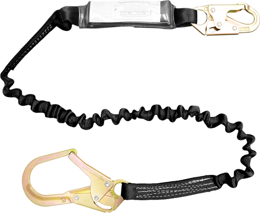 22454AS Stratos 6' Elastic,  Shock Absorbing webbing lanyard Black by FrenchCreek Production