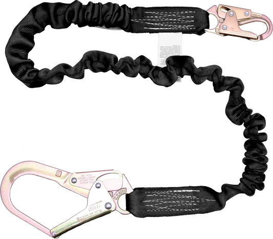 22464ASZ 6' Tubular web lanyard with internal shock absorbing core.  Black by FrenchCreek Production
