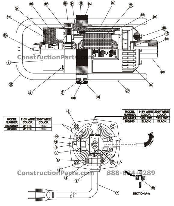 992A- 230V Concrete Vibrator Motor Parts By Wyco
