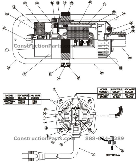 992A- 230V Concrete Vibrator Motor Parts By Wyco