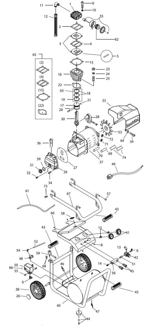 MAC5200 Air Compressor Assembly Parts