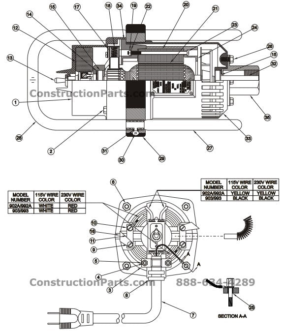 993 -230V Concrete Vibrator Motor Parts By Wyco