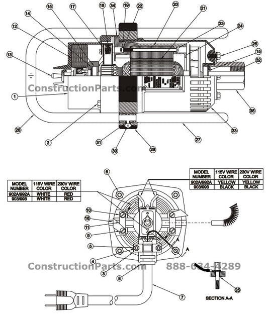 993 -230V Concrete Vibrator Motor Parts By Wyco