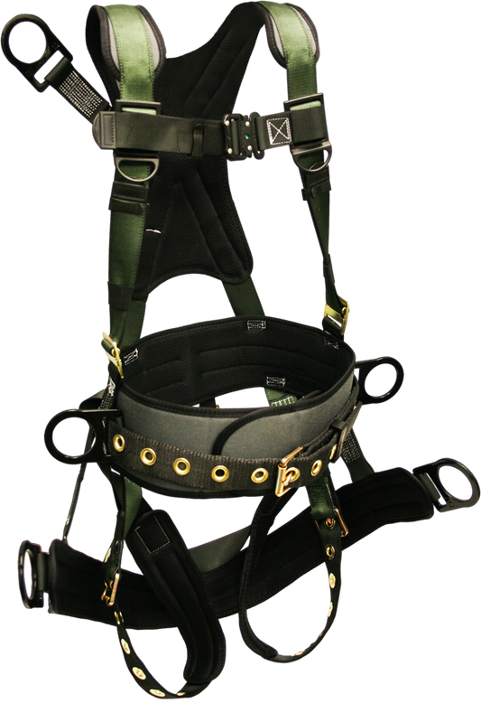 228509BT-OD Derrick Harness with seat saddle, d-ring extension by FrenchCreek Production Green