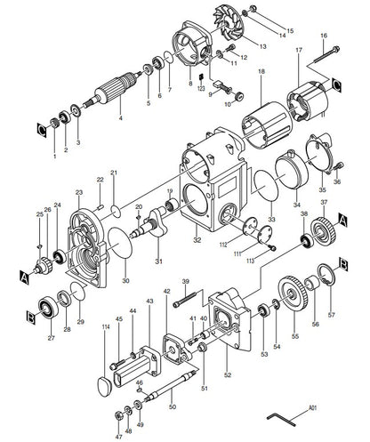 HM1800 Demolition Hammer Assembly Parts By Makita