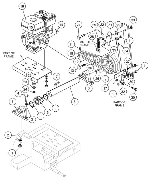 Engine Assembly Parts-WM90SH8/WM90PH8, WM90SE/WM90PE HONDA GX240 GASOLINE ENGINE AND 3 HP ELECTRIC MOTOR