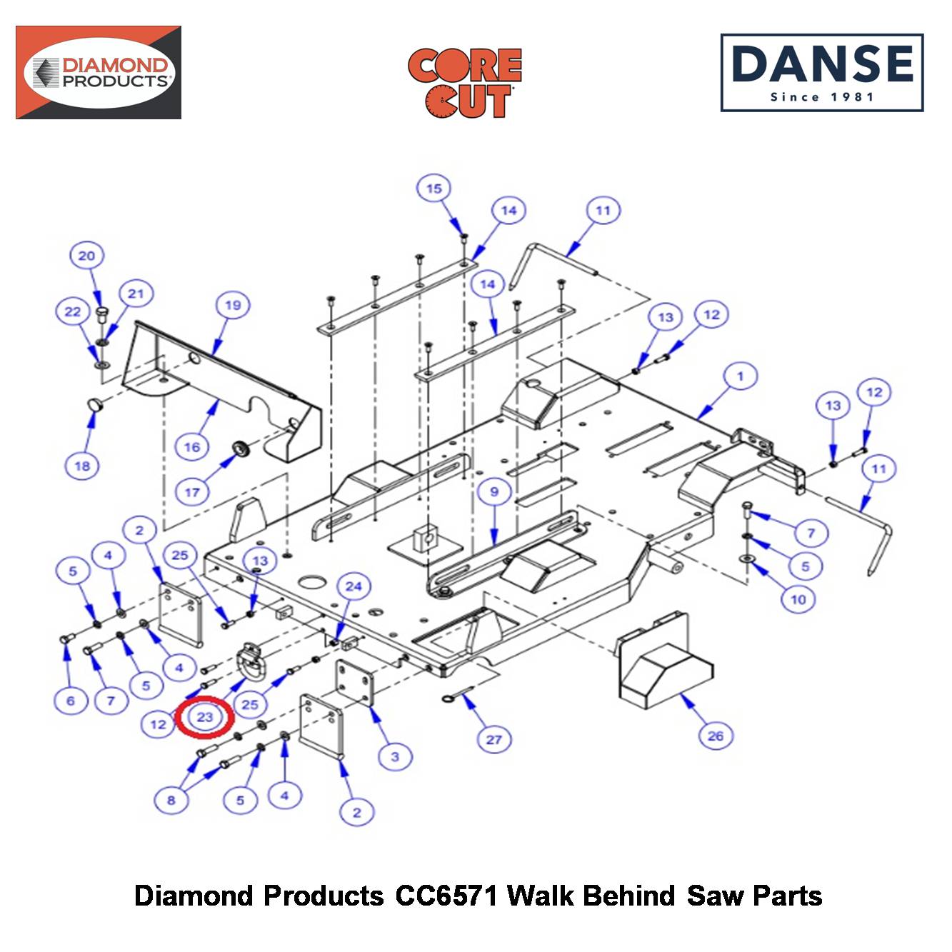 Tie Down (bolt-on) D-ring 2504368 Fits Core Cut CC6571 Walk Behind Saw By Diamond Products