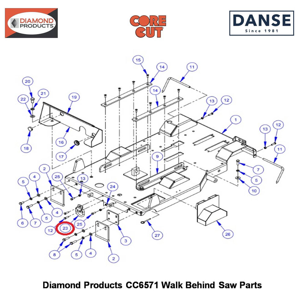 Tie Down (bolt-on) D-ring 2504368 Fits Core Cut CC6571 Walk Behind Saw By Diamond Products