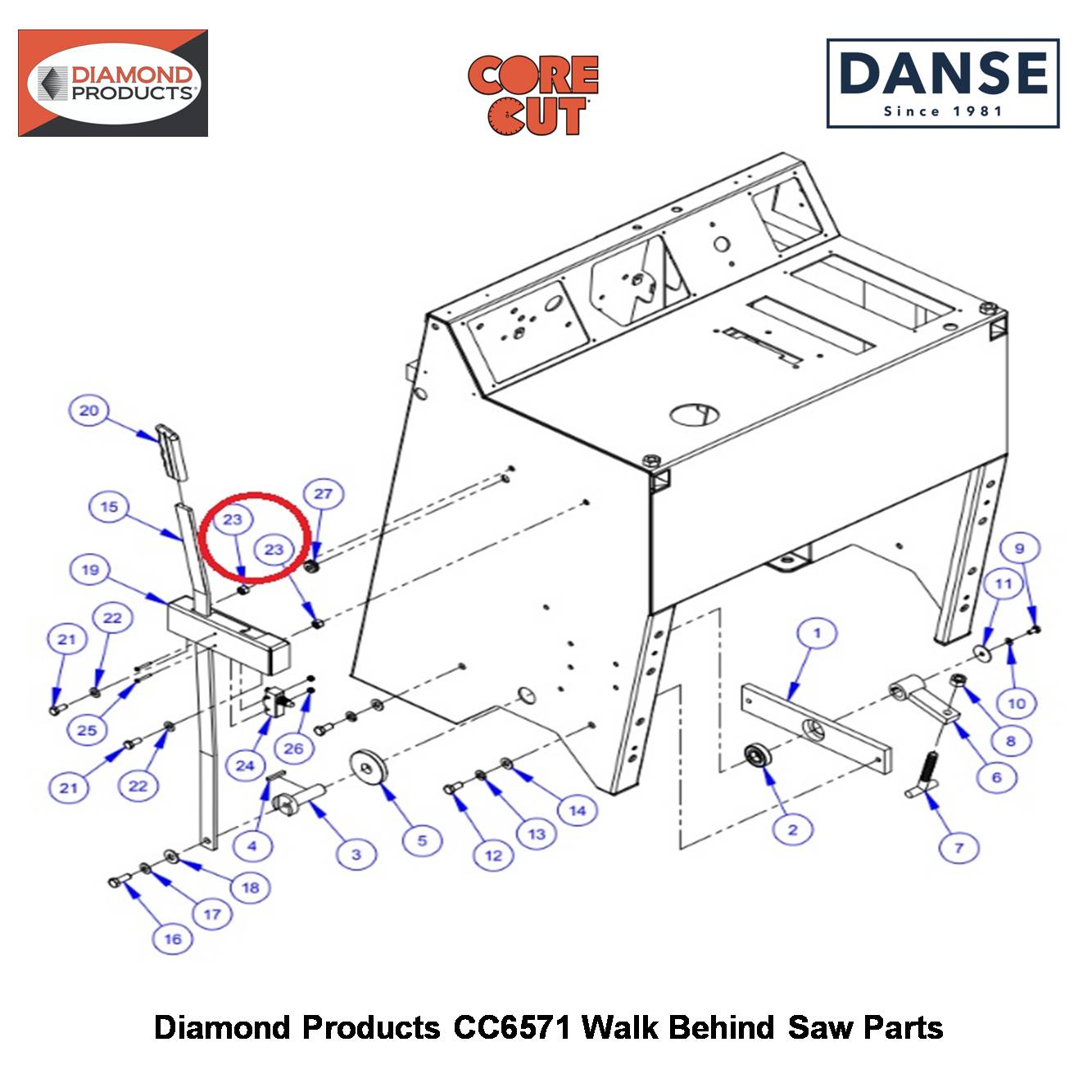 5/16-18 Lock Nut Nylon 2900039 Fits Core Cut CC6571 Walk Behind Saw By Diamond Products
