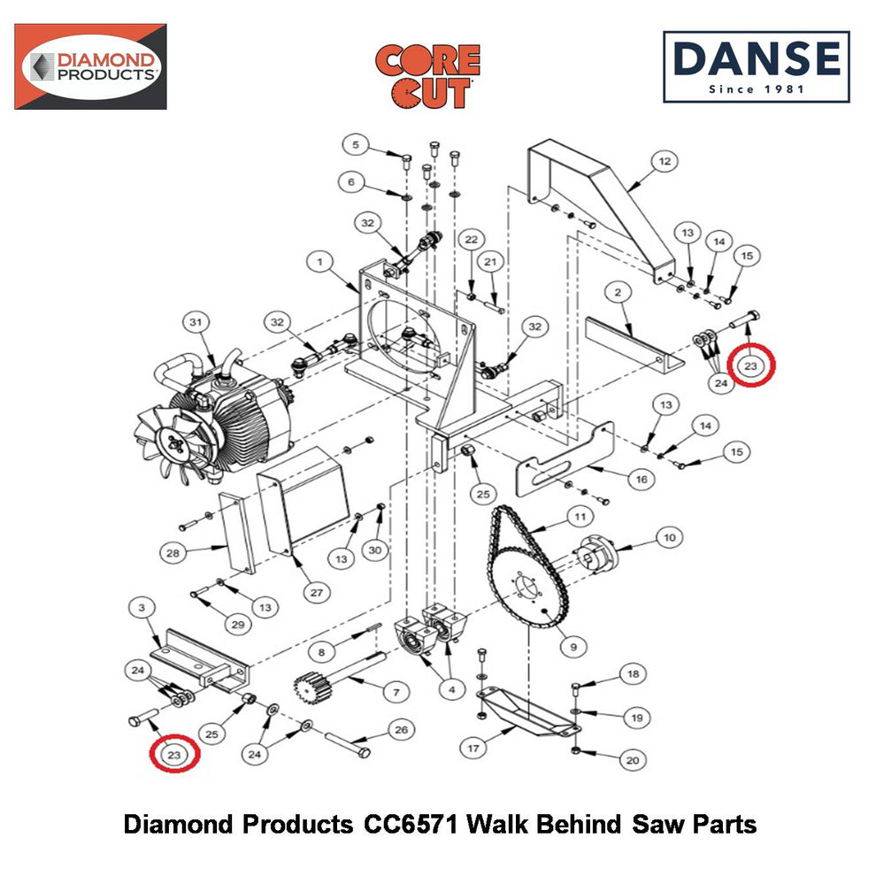 1/2-13X2" Hex Hd Capscrew 2900106 Fits Core Cut CC6571 Walk Behind Saw By Diamond Products