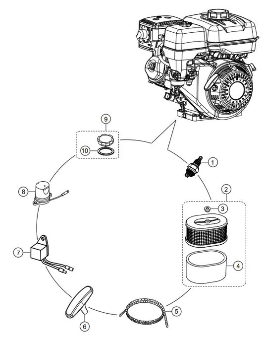 Engine Service Parts Assembly Parts-WM90SH8/WM90PH8, WM90SE/WM90PE HONDA GX240 GASOLINE ENGINE AND 3 HP ELECTRIC MOTOR