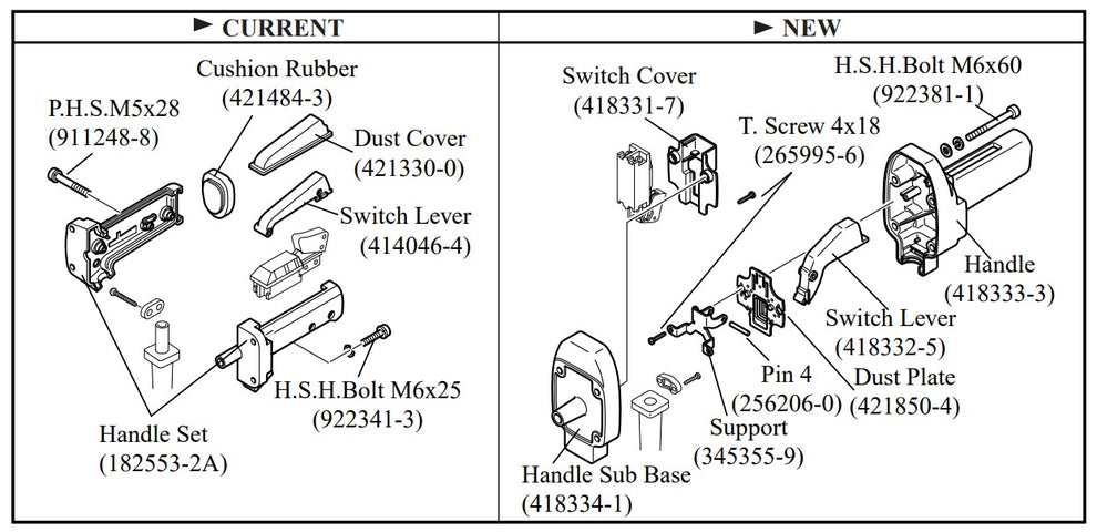 HM1800 Change of Handle, Switch Lever, Bolt, and Dust Cover etc. New Parts Demolition Hammer Assembly Parts By Makita