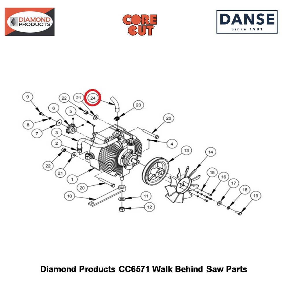Hose Return 3/8"ID X 19" (clear) 6010059 Fits Core Cut CC6571 Walk Behind Saw By Diamond Products