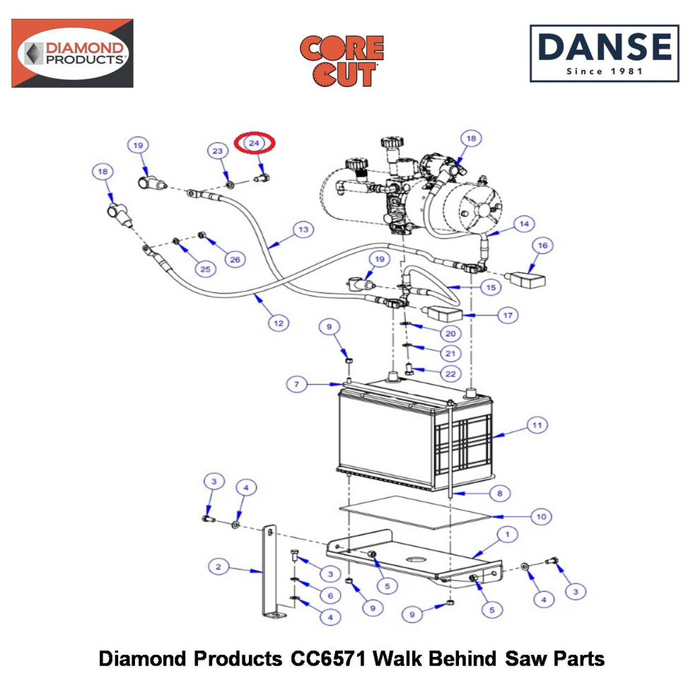 Cap Screw, Hex Hd., M10-1.25 x 20mm 2901021 Fits Core Cut CC6571 Walk Behind Saw By Diamond Products