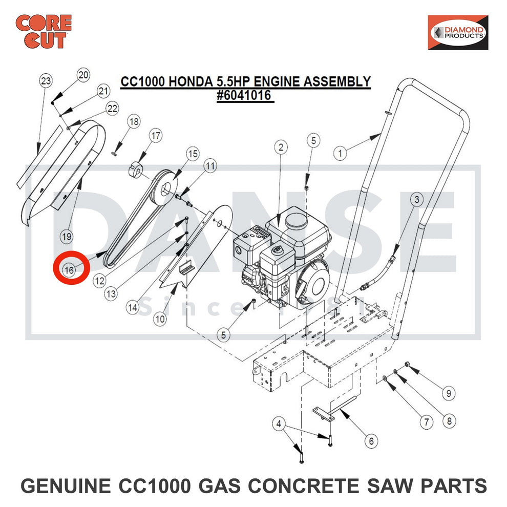 2500792 V-Belt, 3VX400 for CC1000 Concrete Saw Core Cut by Diamond Products