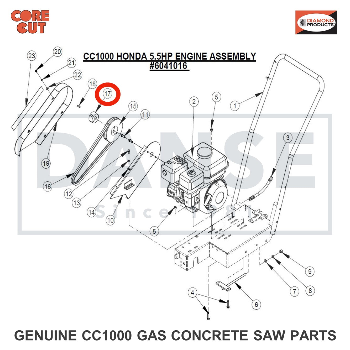 2501191 Taper Bushing, 3/4" with setscrews for CC1000 Concrete Saw Core Cut by Diamond Products
