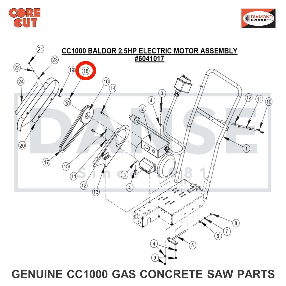 2501225 Taper Bushing, 7/8" with setscrews for CC1000 Concrete Saw Core Cut by Diamond Products