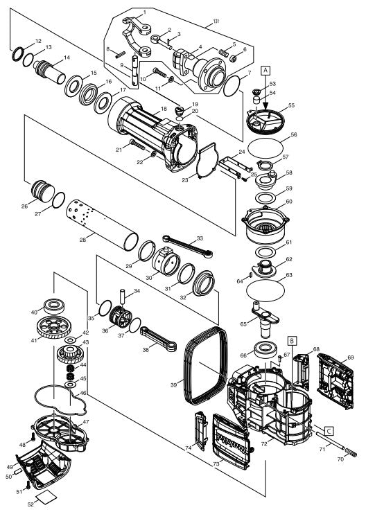 HM1812 Electric Breaker Demolition Hammer Assembly Parts By Makita