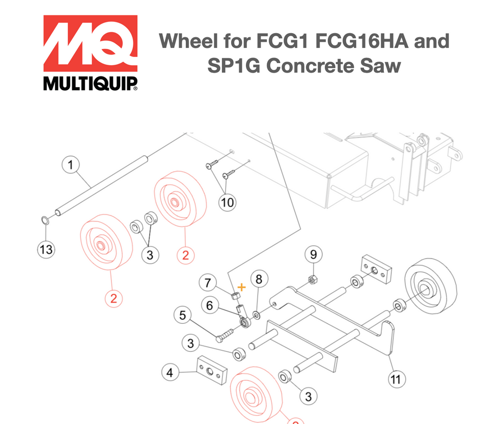 25407 Wheel, 5 X .625 X 1.5 Ball Bearing for SP1G Slab Saver Walk Behind Flat Concrete Saw by Multiquip