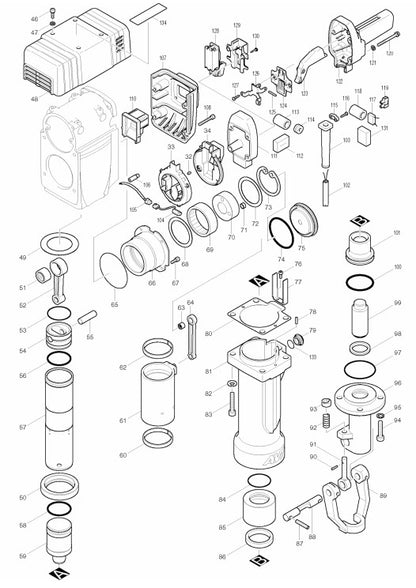 HM1810 Demolition Hammer Assembly Parts By Makita