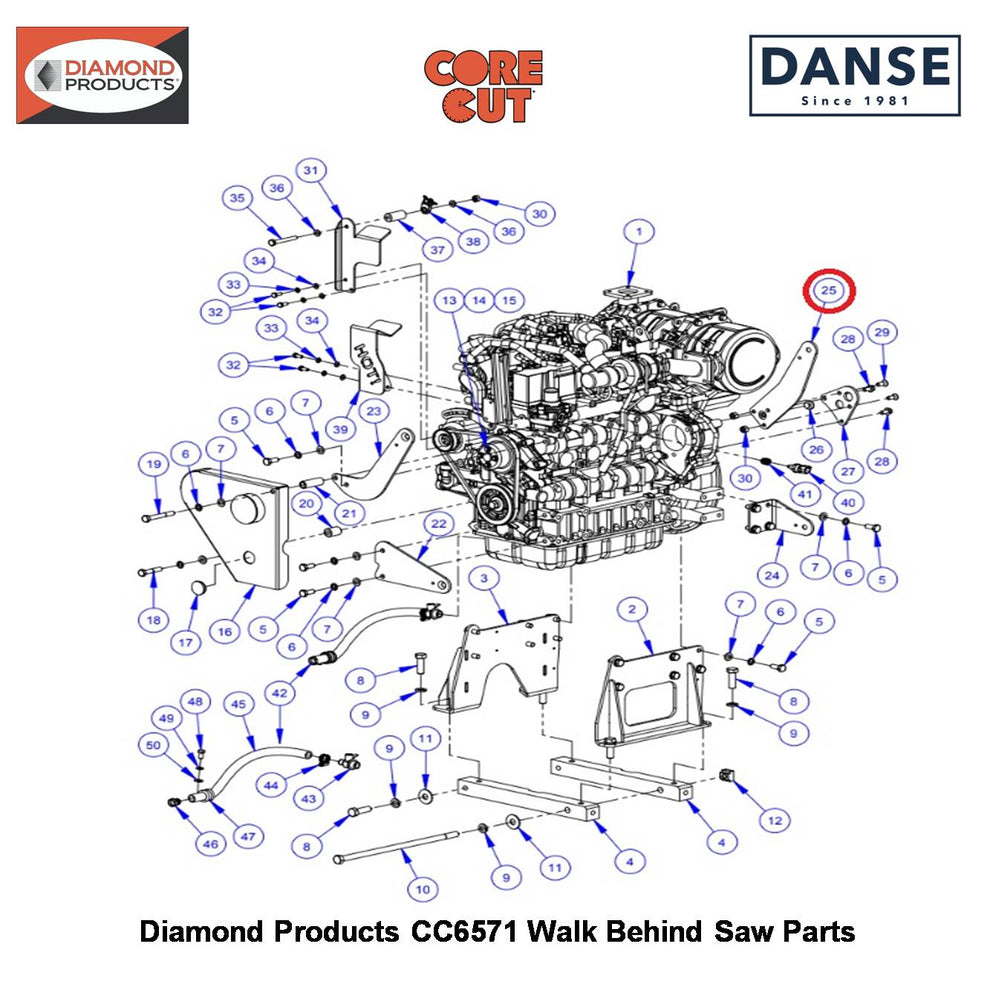 Radiator Arm-upper Offset For CC6571 Saw 6019252 Fits Core Cut CC6571 Walk Behind Saw By Diamond Products