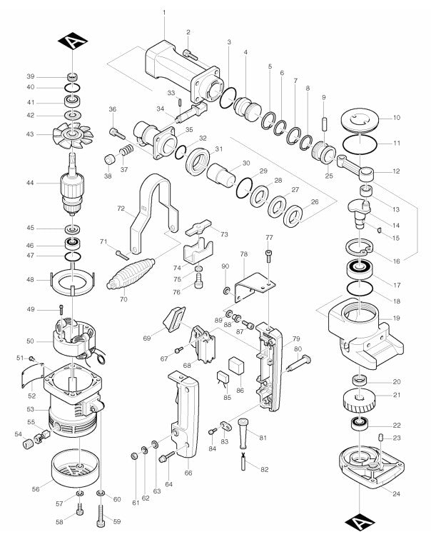 HM1211B Demolition Hammers Assembly Parts By Makita
