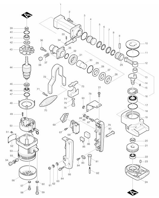 HM1211B Demolition Hammers Assembly Parts By Makita