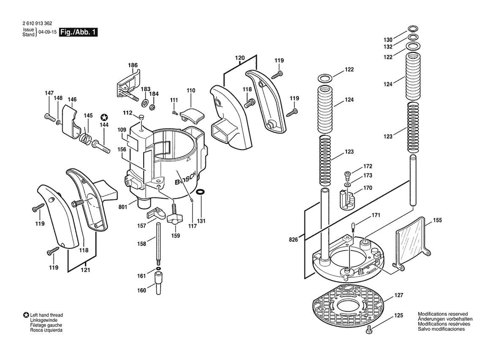 RA1166 (2610919881) Bosch Plunge Base For 1617 Bosch Router Parts Diagram