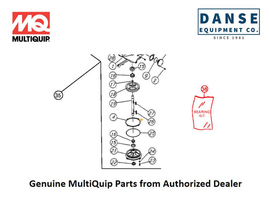 2616 Bearing Kit For Epoxy-Series Whiteman Walk-Behind Power Trowels By Multiquip