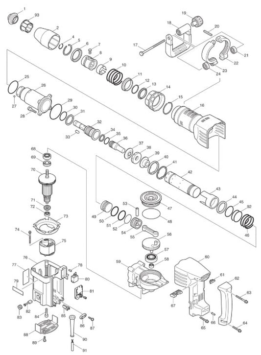HM1202C Demolition Hammer Assembly Parts By Makita