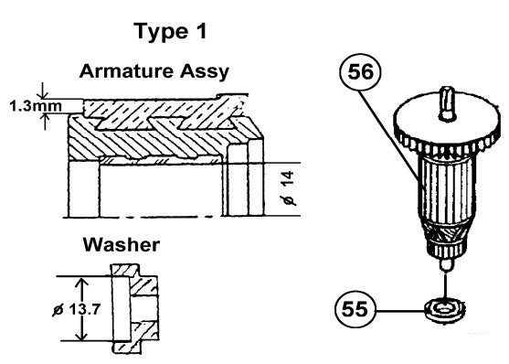 HM1100C Changes on Insulation Washer Type 1 Demolition Hammer Assembly Parts By Makita
