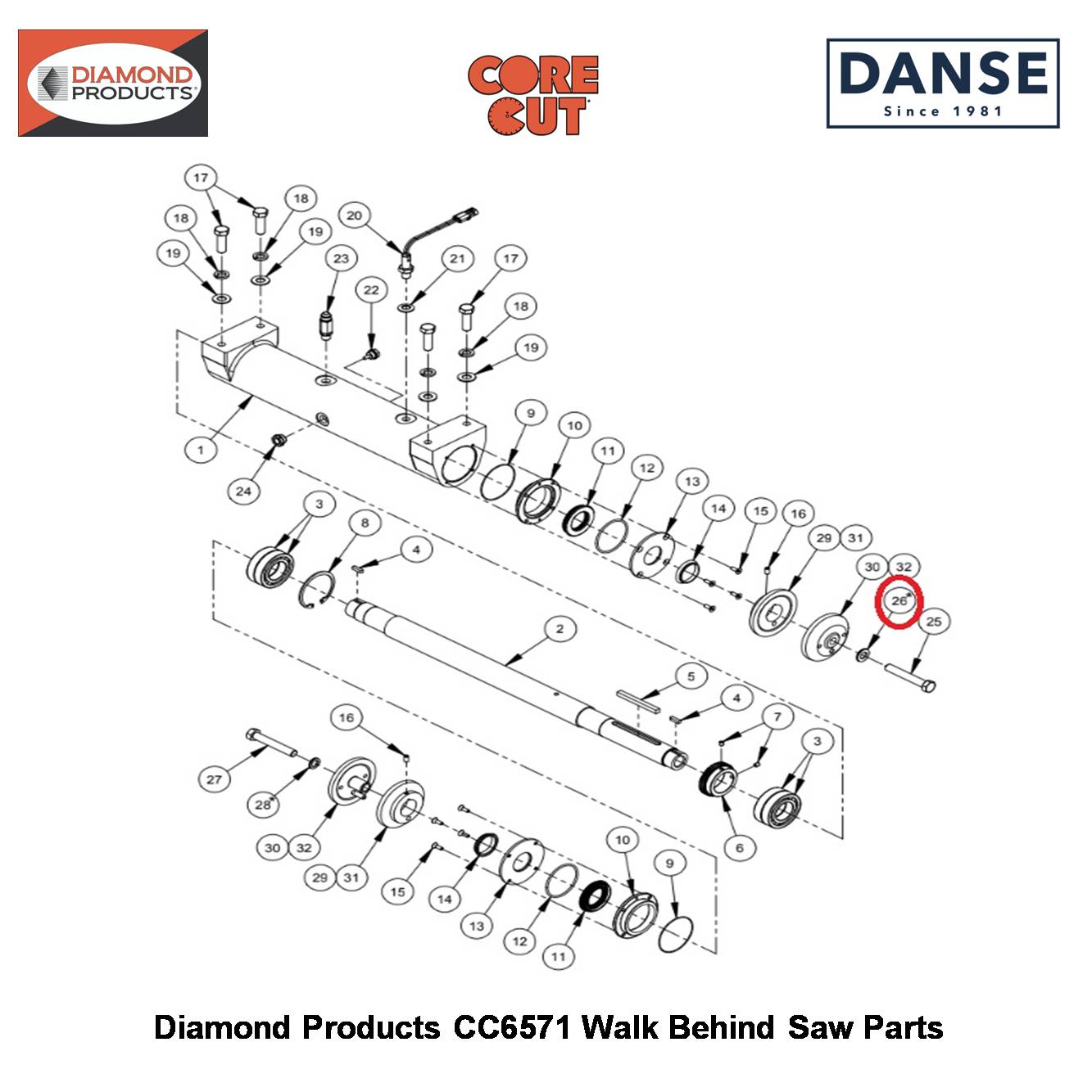 5/8&quot; Rh Wedge Lock Washer For Right Hand Threads 2900412 Fits Core Cut CC6571 Walk Behind Saw By Diamond Products