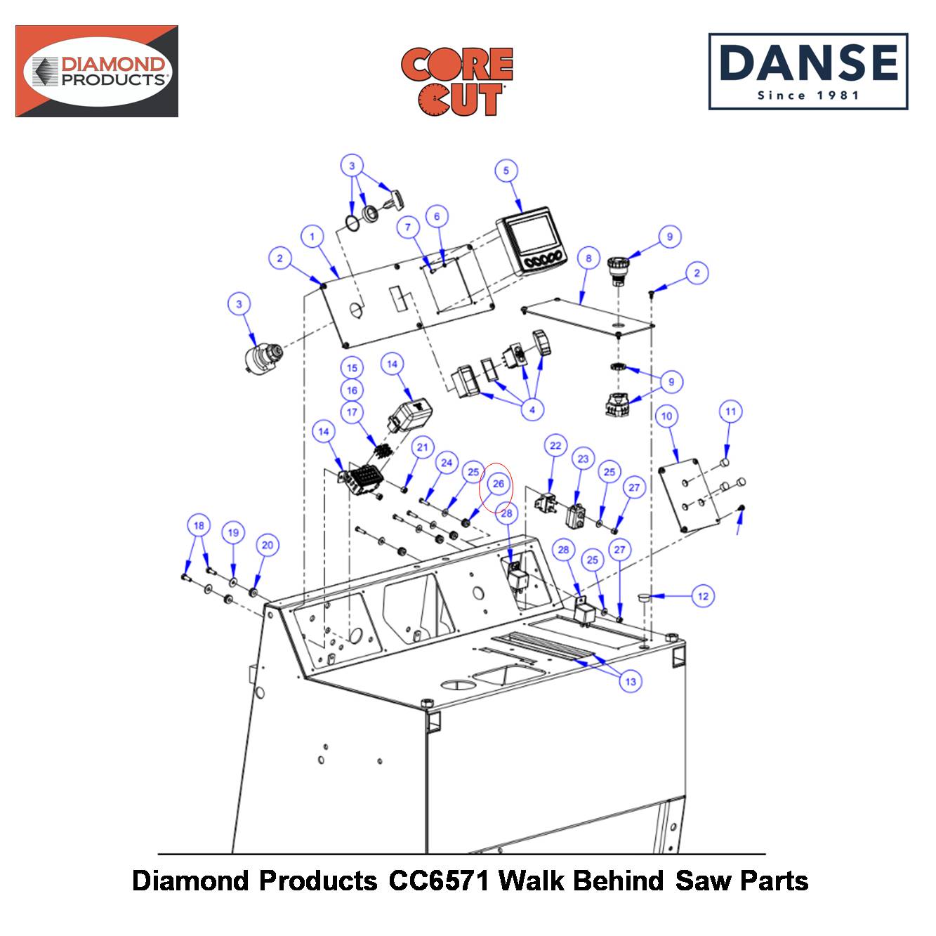 Grommet, 3/16"ID For 1/8" Thick Panel 2506028 Fits Core Cut CC6571 Walk Behind Saw By Diamond Products
