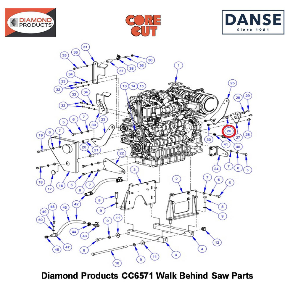 Bumper, 1" Dia. Rubber 1/2"HOLE Mount 2502389 Fits Core Cut CC6571 Walk Behind Saw By Diamond Products