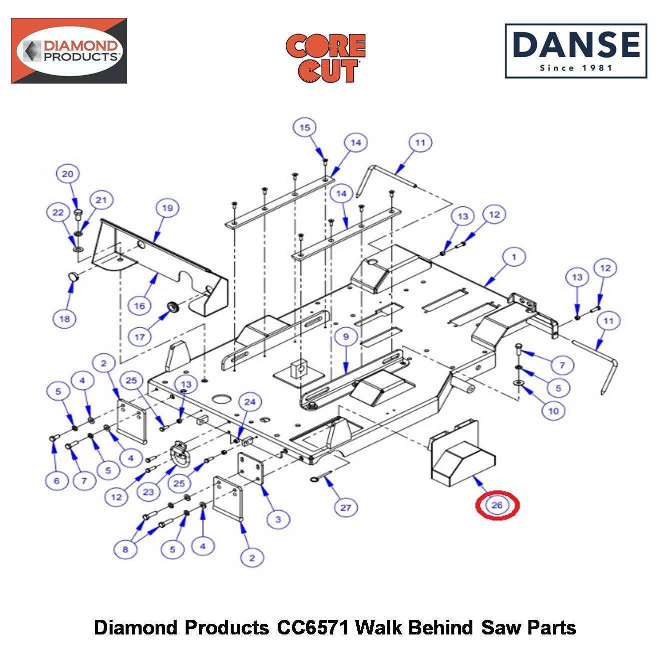 Shaft/flange Guard (wide) Tapered Slip-on (8" Max) 6010645 Fits Core Cut CC6571 Walk Behind Saw By Diamond Products