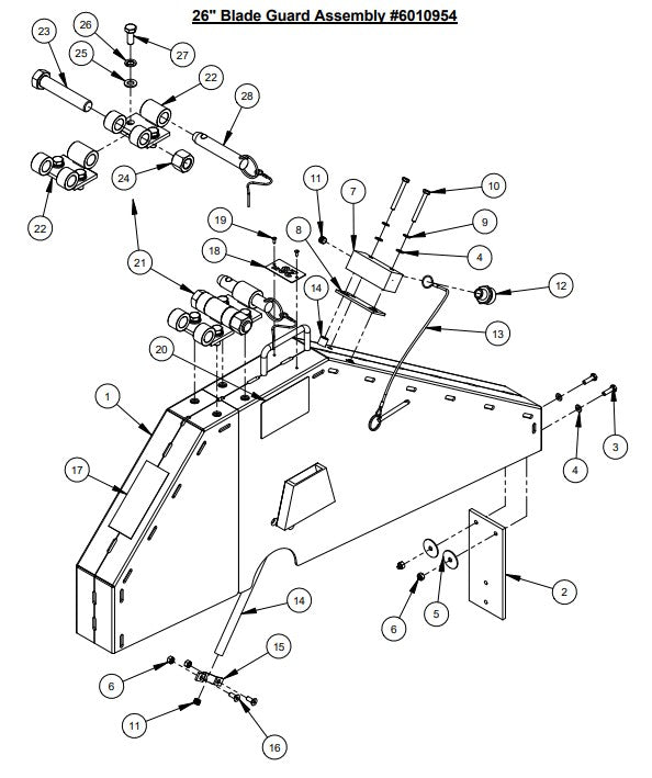 CC6566, CC6566-3 26'' Blade Guard Assembly Parts